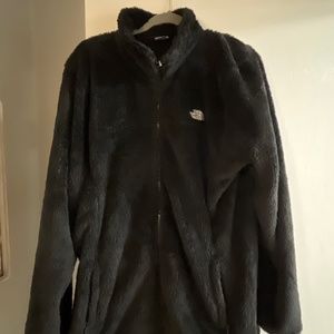 Fuzzy North Face Long Black Jacket